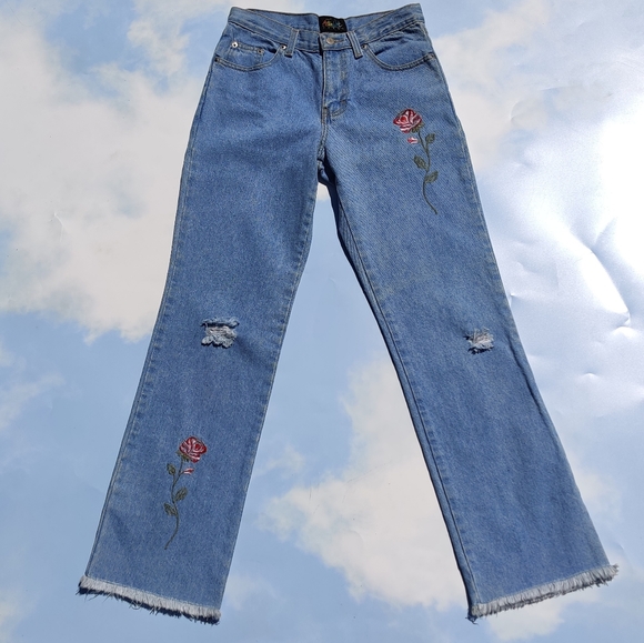 Vintage Jeans Vintage Embroidered Jeans Blue Jeans Mujer - Picture 8 of 12